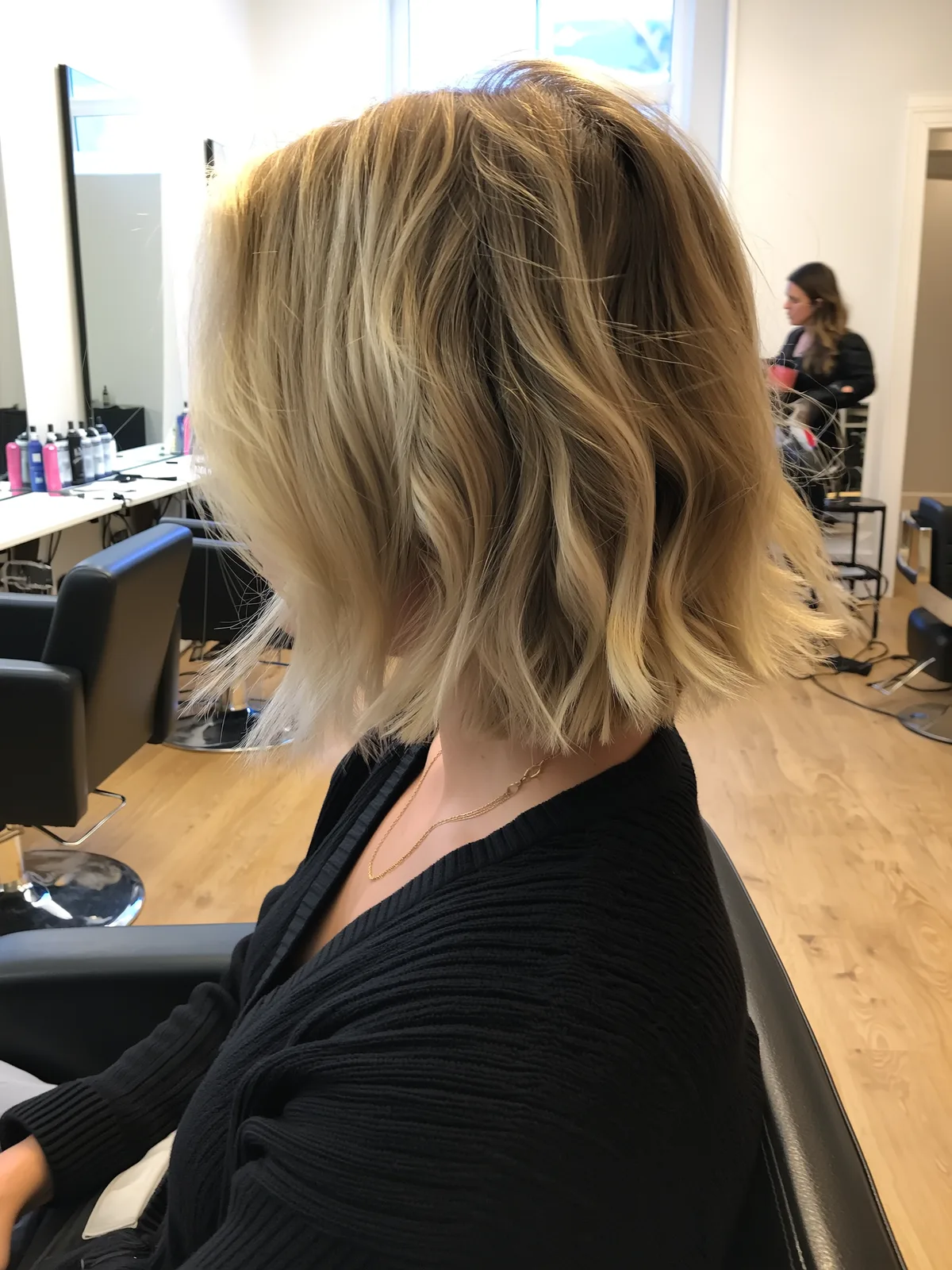 Buttery Blonde Wavy Lob with Natural Lush Waves